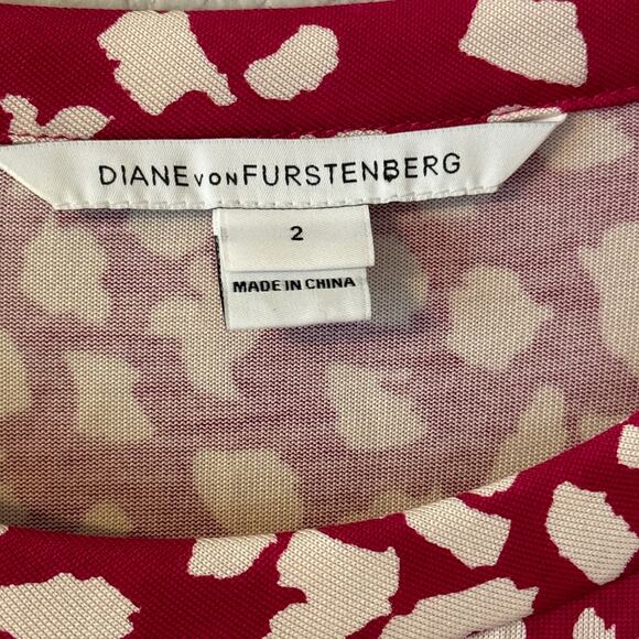 DVF Diane von Furstenberg Beth Pink Leopard Silk Shift Dress Womens size 2 - Picture 4 of 9